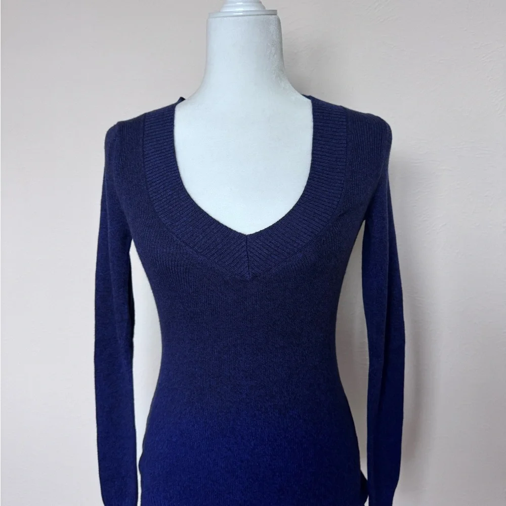 Express Deep Blue V-Neck Sweater - Picture 1 of 2